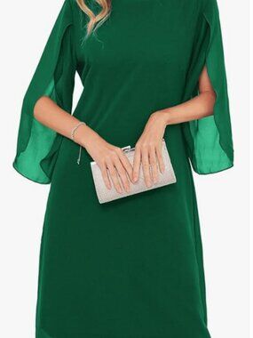 BNWT GRACE KARIN Formal Chiffon Style 'Sunday best' shamrock dark green (2XL-18)